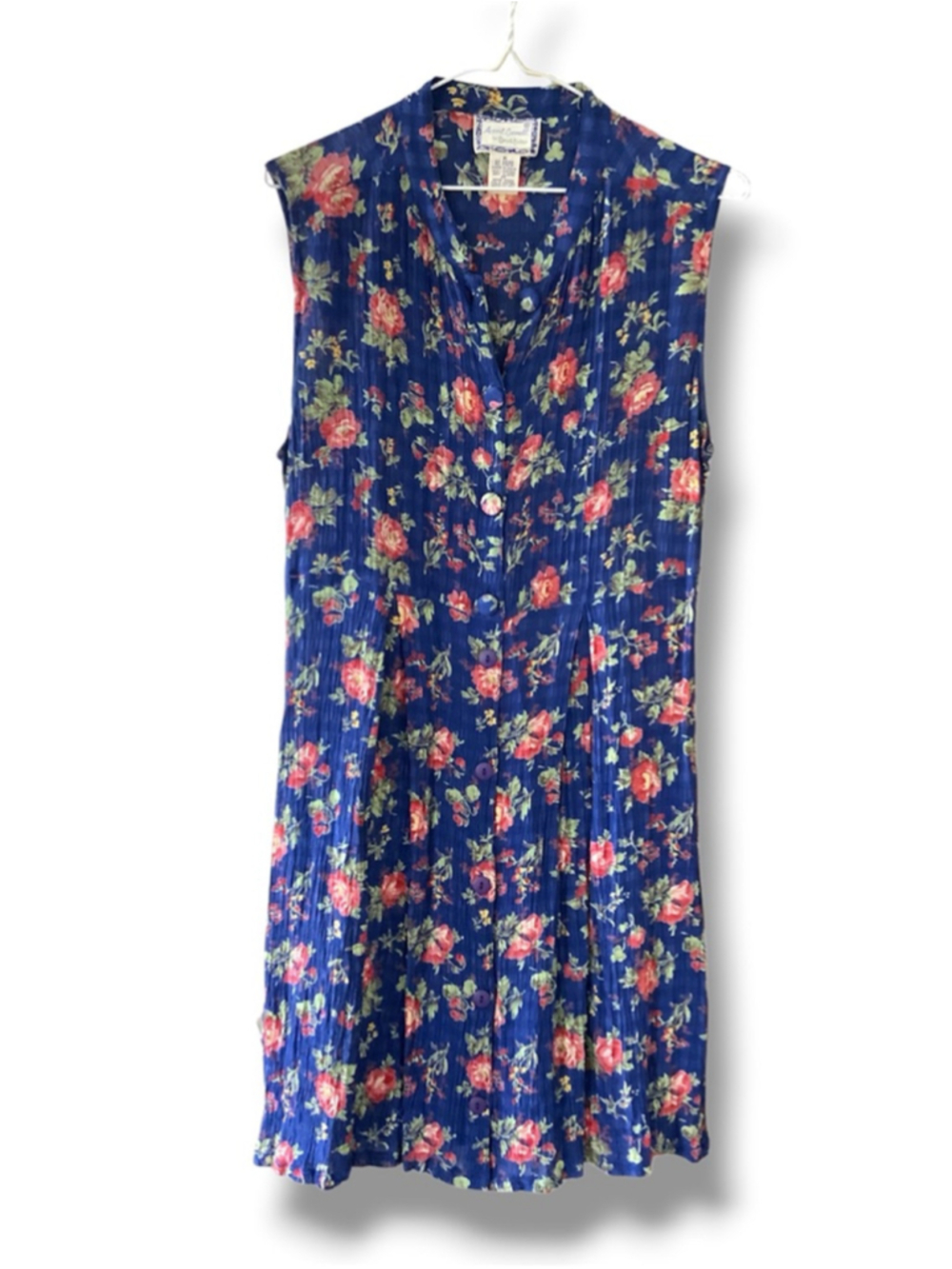 April Cornell Blue Floral Sleeveless Dress M